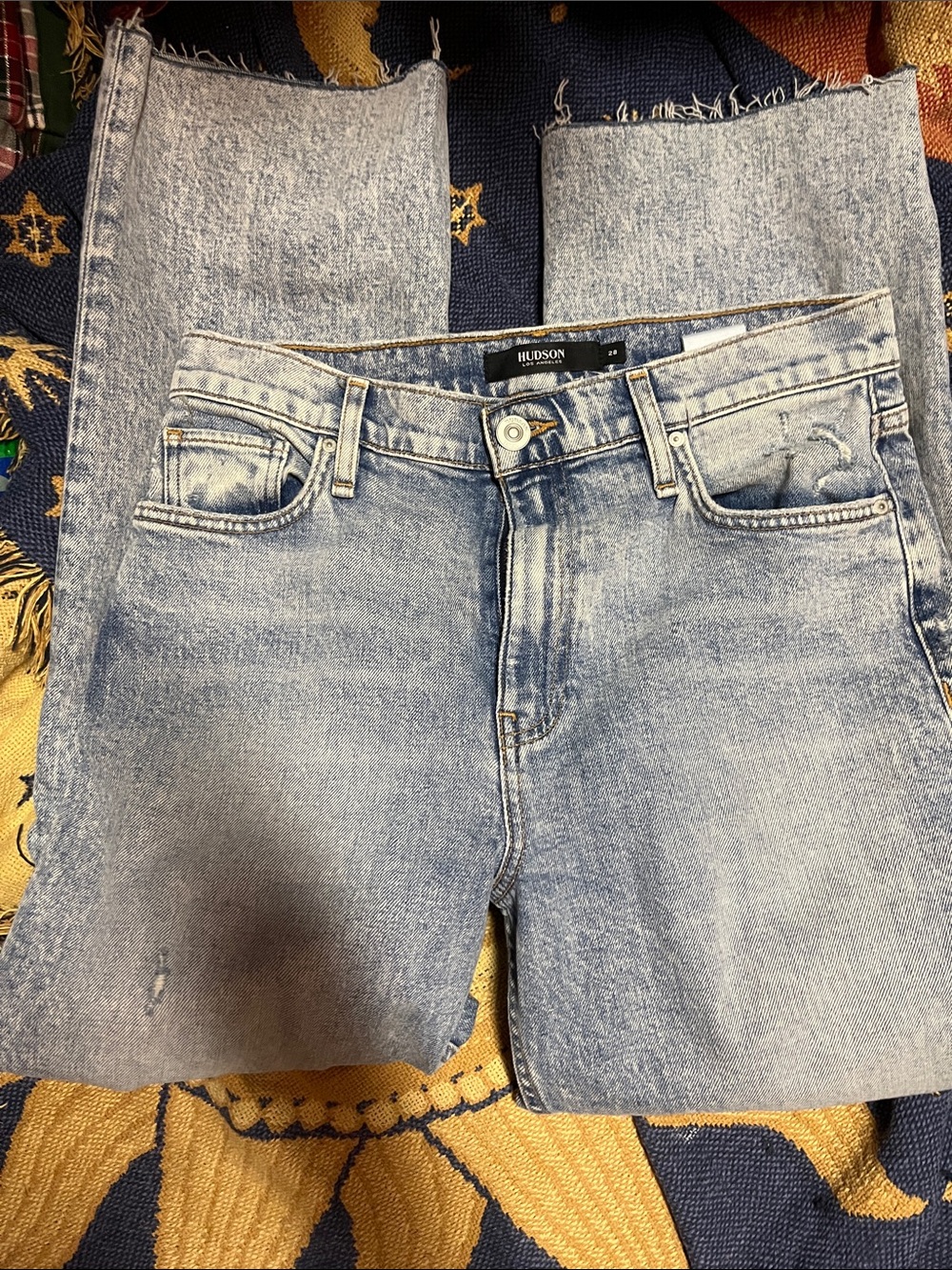 Hudson Jeans Light Blue Straight-Leg cropped Jeans